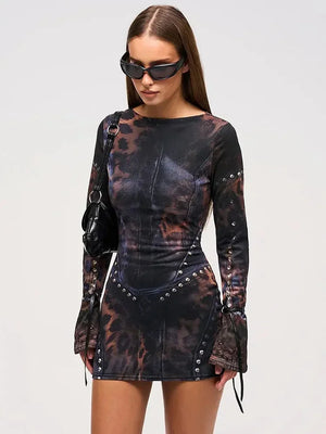 Women’s Printed Bodycon Ruched Mini Dress