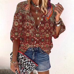 Stylish Summer Blouse for Women with Button Closure and Short Sleeves