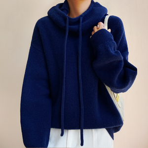 Women’s Oversized Funnel Neck Knit Hoodie