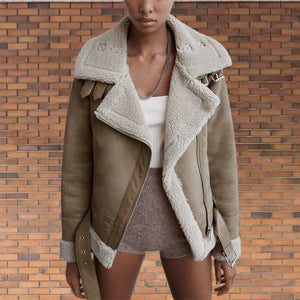 Warm Shearling Aviator Jacket Stylish