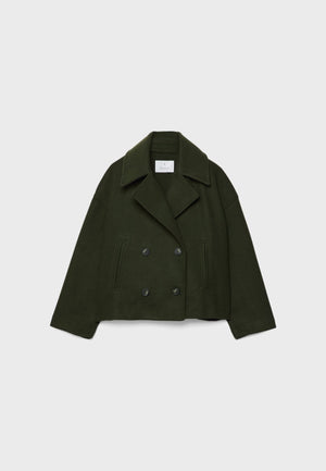 Women’s Cropped Double Breasted Jacket with Wide Lapel Collar