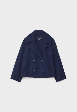Women’s Cropped Double Breasted Jacket with Wide Lapel Collar