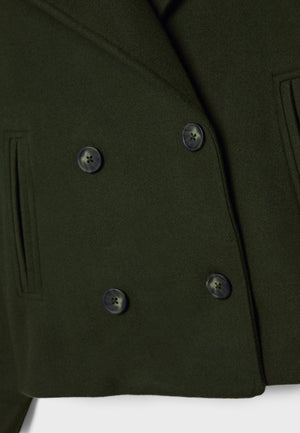Women’s Cropped Double Breasted Jacket with Wide Lapel Collar