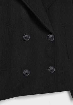 Women’s Cropped Double Breasted Jacket with Wide Lapel Collar