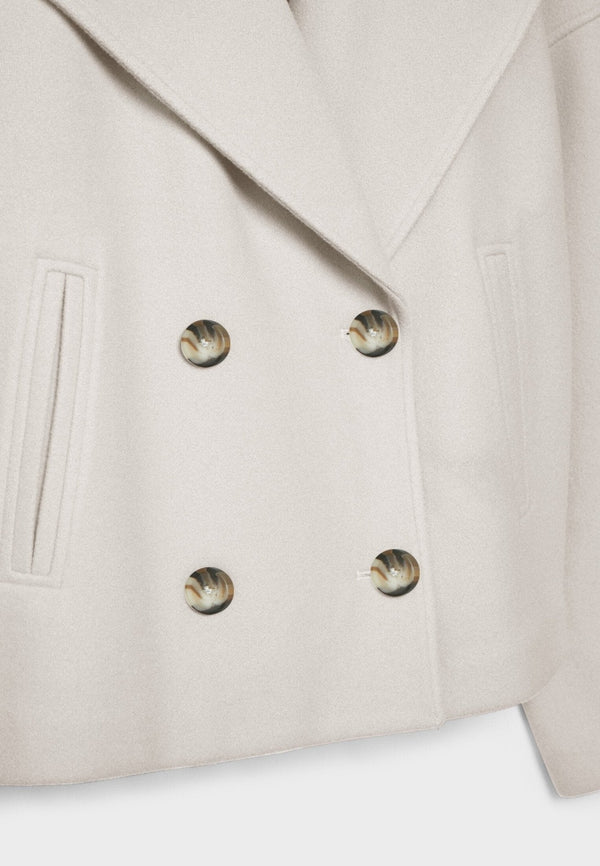 Women’s Cropped Double Breasted Jacket with Wide Lapel Collar
