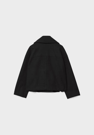 Women’s Cropped Double Breasted Jacket with Wide Lapel Collar