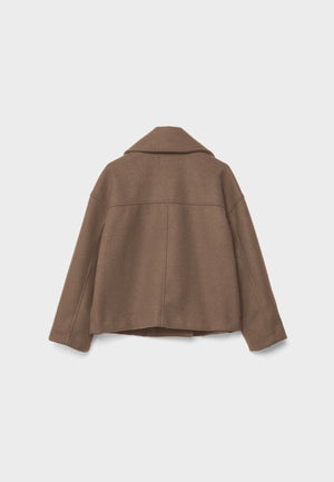 Women’s Cropped Double Breasted Jacket with Wide Lapel Collar