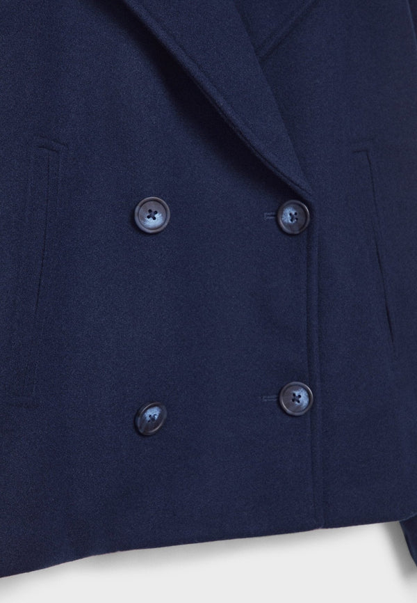 Women’s Cropped Double Breasted Jacket with Wide Lapel Collar
