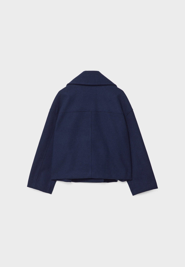 Women’s Cropped Double Breasted Jacket with Wide Lapel Collar