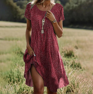 Women’s Short Sleeve Floral Summer Midi Dress