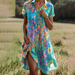 Women’s Short Sleeve Floral Summer Midi Dress