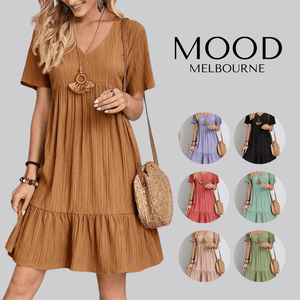 Slimming Retro V-Neck Dress with Tummy Control
