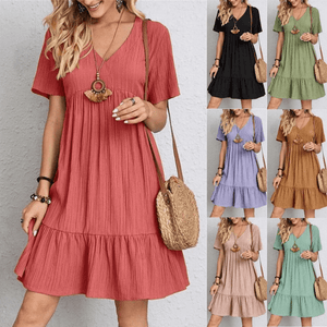 Slimming Retro V-Neck Dress with Tummy Control