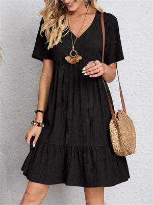 Slimming Retro V-Neck Dress with Tummy Control