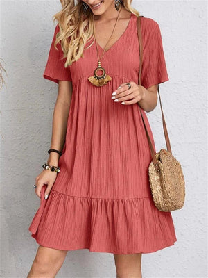 Slimming Retro V-Neck Dress with Tummy Control