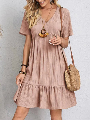 Slimming Retro V-Neck Dress with Tummy Control