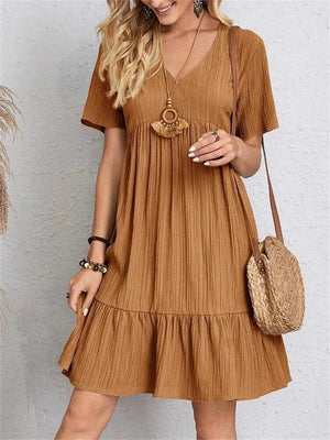 Slimming Retro V-Neck Dress with Tummy Control