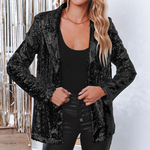 Women's Sequin Open-Front Blazer for Glamorous Style