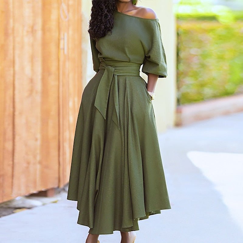 Eco-Friendly A-Line Dress with Sustainable Tie-Waist