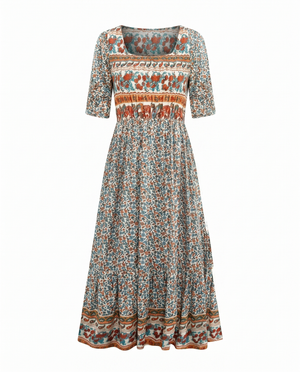 Women's Bohemian Mosaic Midi Dress