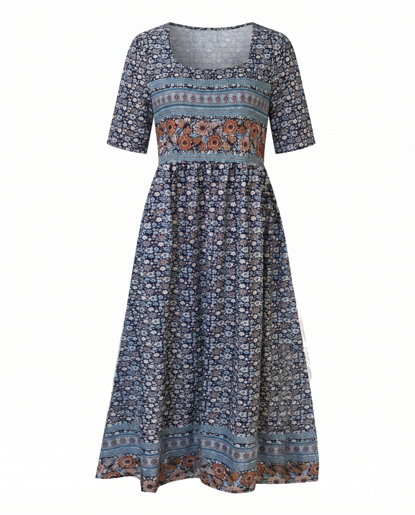 Women's Bohemian Mosaic Midi Dress