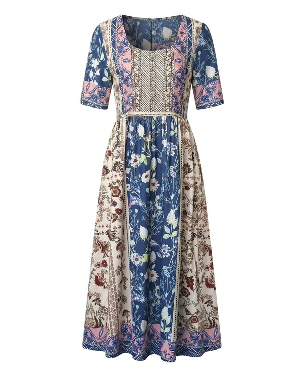 Women's Bohemian Mosaic Midi Dress
