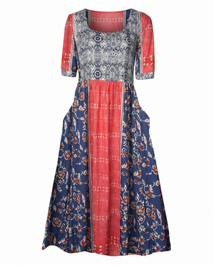 Women's Bohemian Mosaic Midi Dress