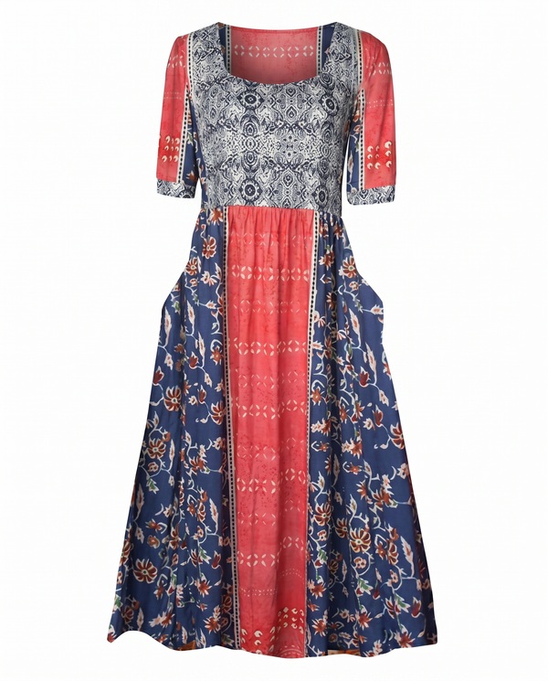 Women's Bohemian Mosaic Midi Dress