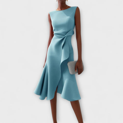 Vestido midi elegante sin mangas con cruzado para mujer