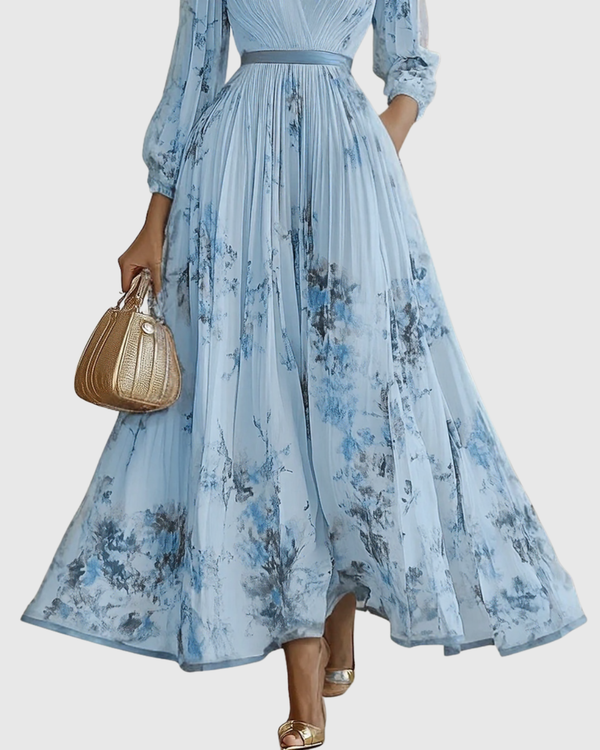 Elegant Women's V-Neck A-Line Midi Dress